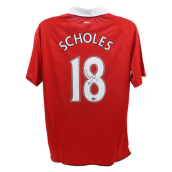 Paul Scholes Signed Manchester United Home Soccer Jersey #18 with Beckett COA