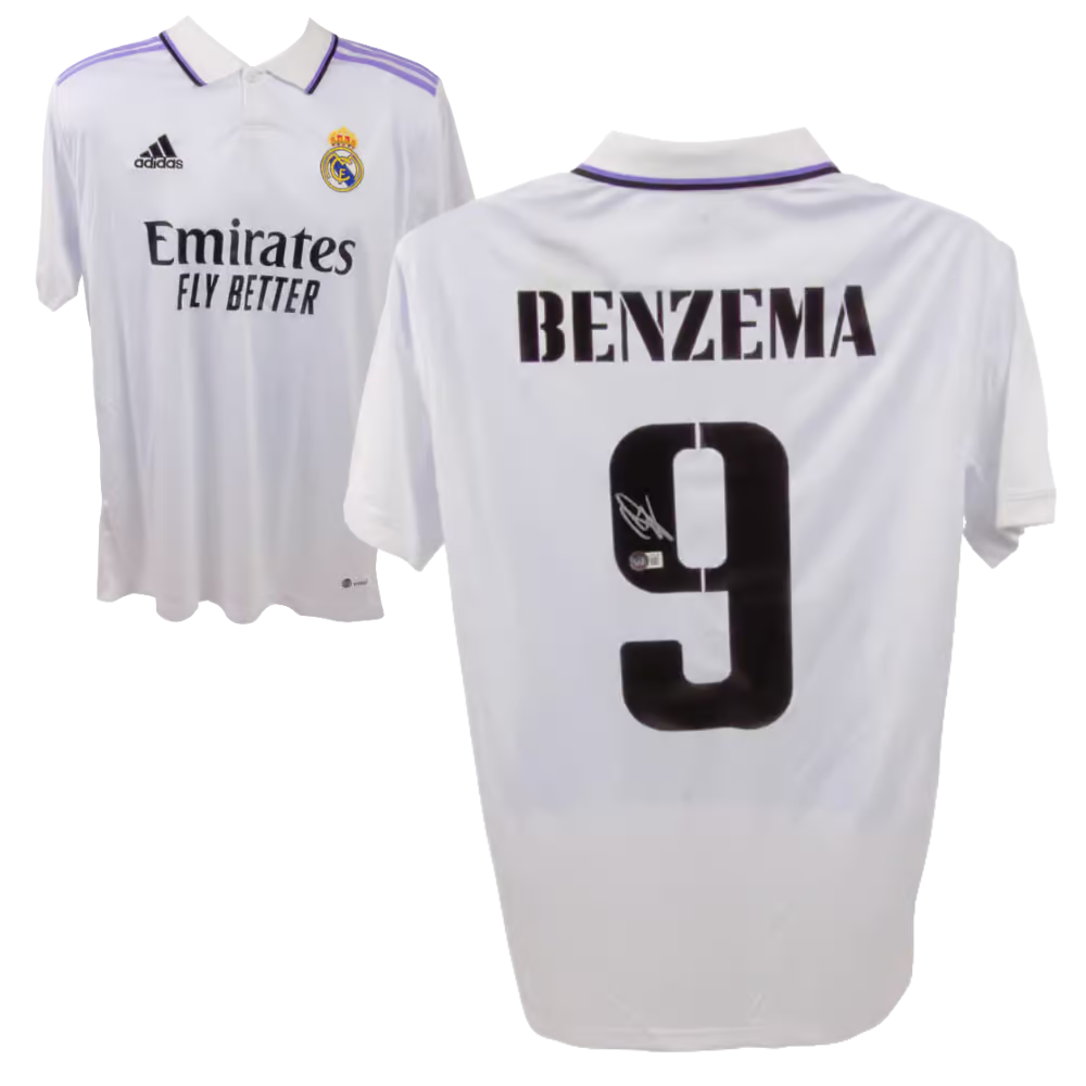 Karim Benzema Signed Real Madrid FC Home Soccer Jersey #9 with Beckett COA