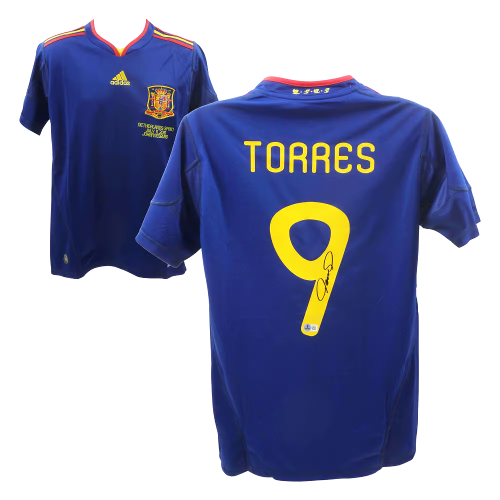 Fernando Torres Signed 2010 World Cup Final Spain Soccer Jersey with Beckett COA