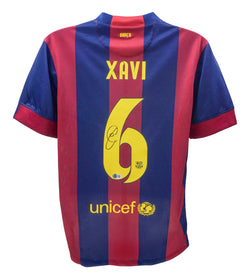 Xavi Hernandez Signed FC Barcelona Home Soccer Jersey #6 with Beckett COA