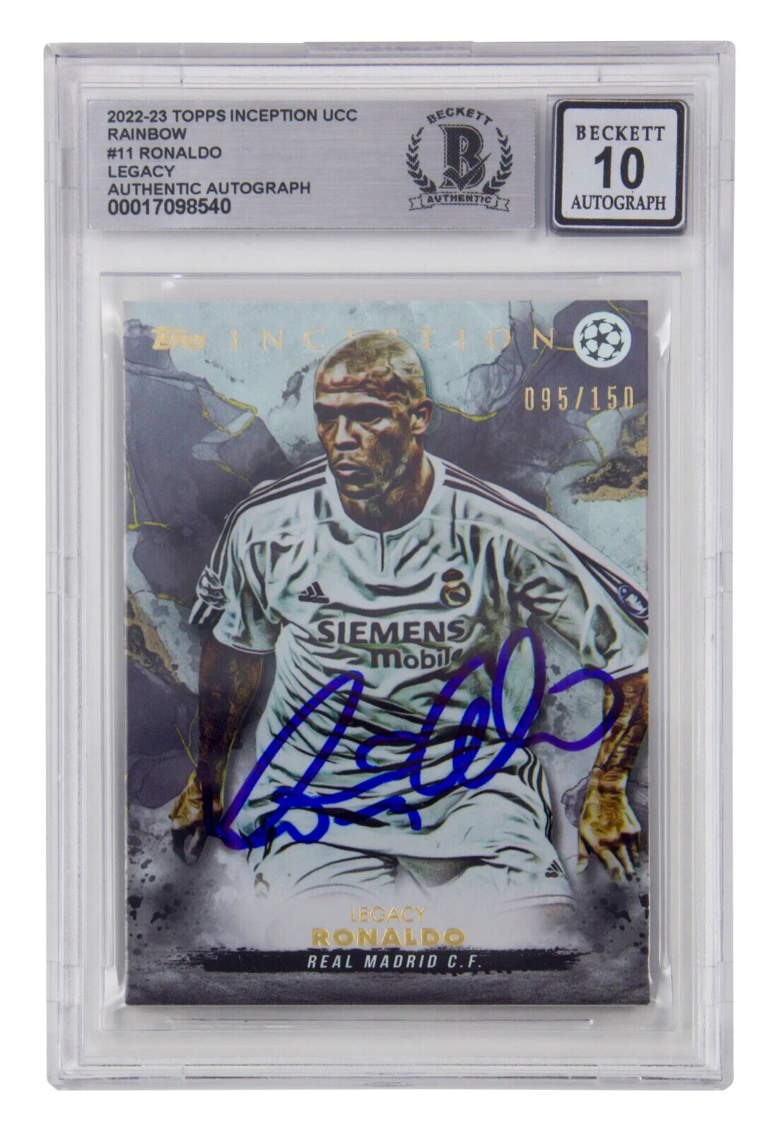 Ronaldo Nazario Signed 2022-23 Topps Inception UCC /150 – BGS 10 Autograph