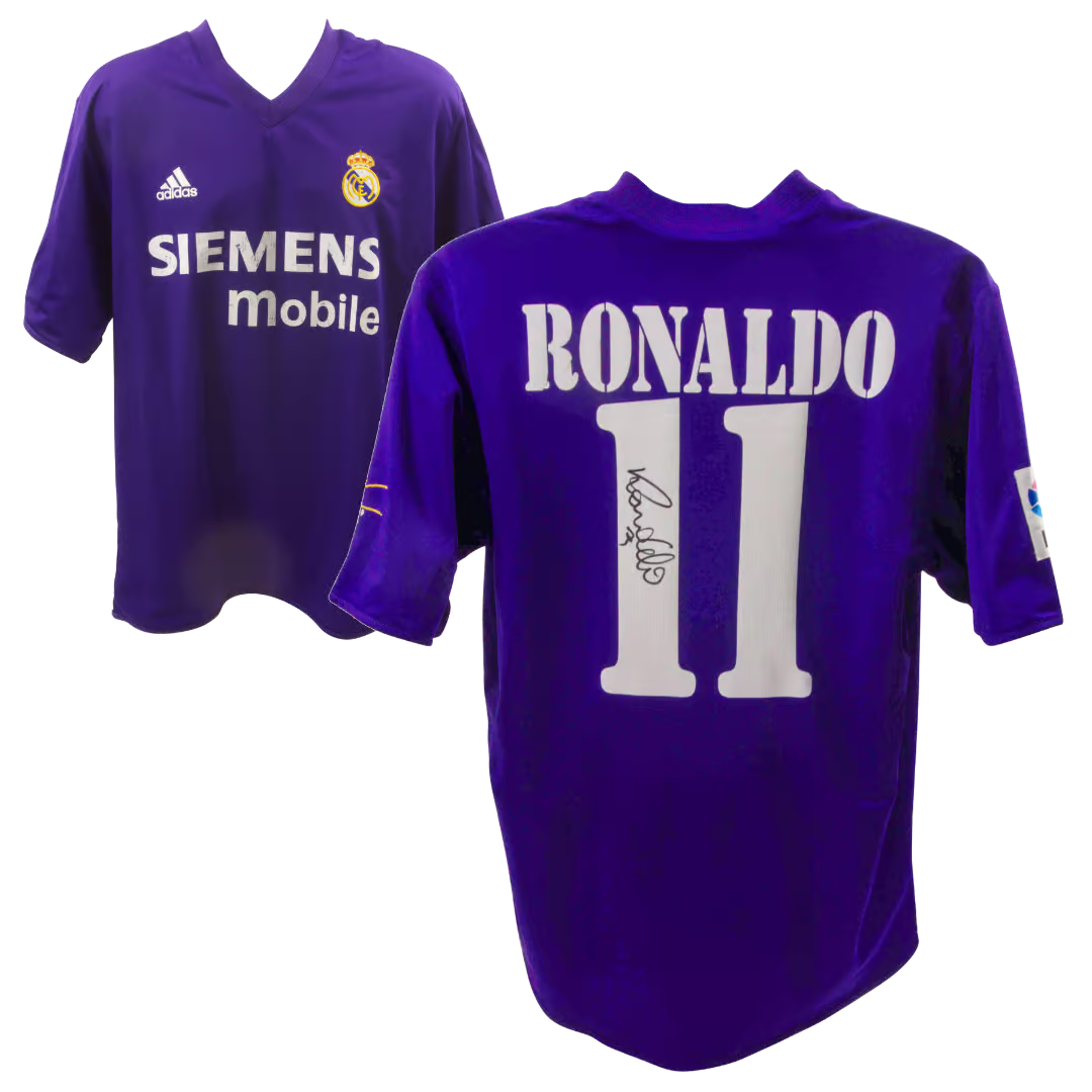 Ronaldo Nazario Signed Real Madrid Away Soccer Jersey #11 with Beckett COA