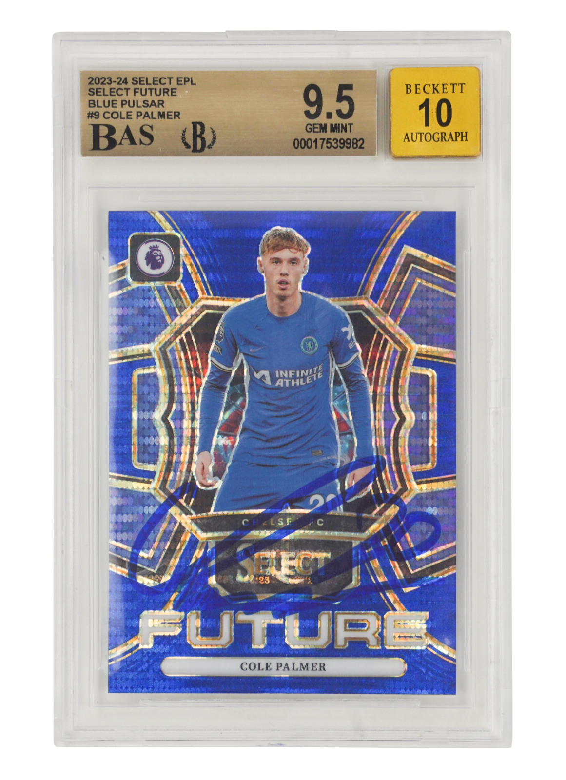 Cole Palmer Signed 2023-24 Panini Select EPL Blue Pulsar - BGS 9.5 AUTO 10