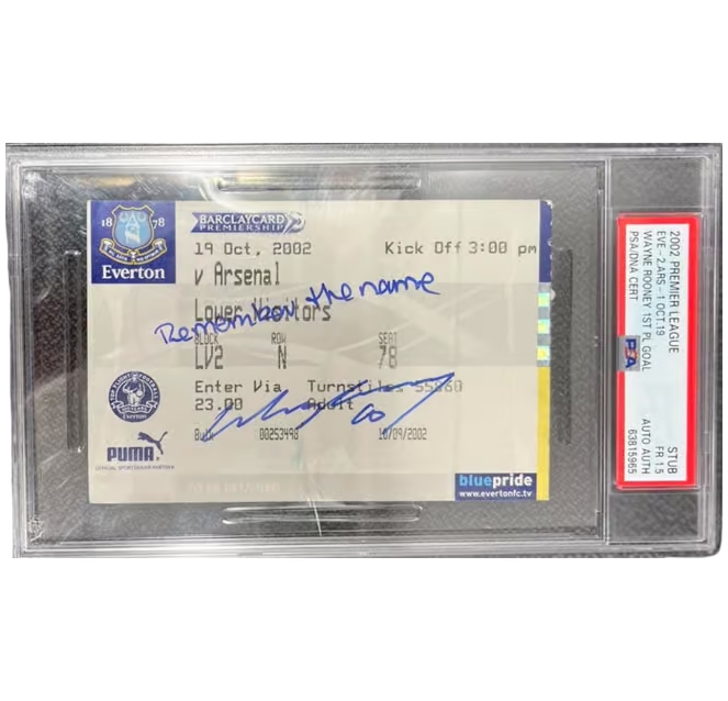 Wayne Rooney Signed First EPL Goal Ticket Inscribed Remember The Name – PSA 1.5