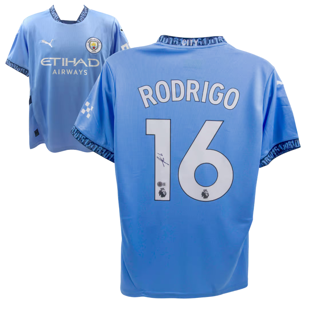 Rodri Signed Manchester City Home Soccer Jersey #16 with Beckett COA