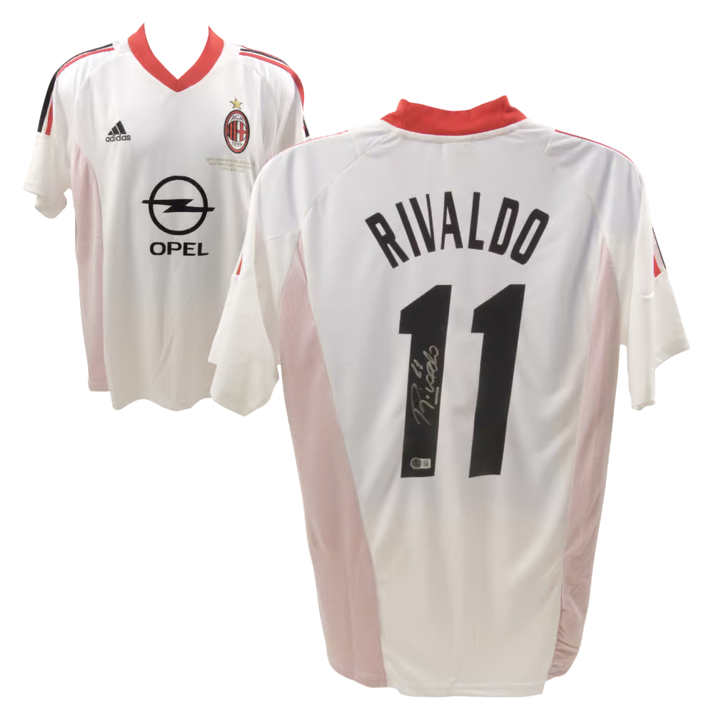 Rivaldo Signed AC Milan Away Soccer Jersey #11 with Beckett Witness