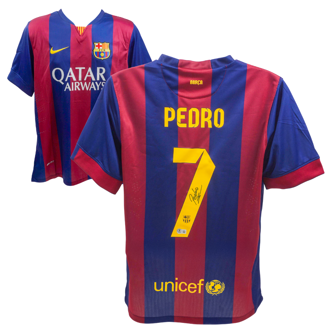 Pedro Signed FC Barcelona Home Soccer Jersey #7 with Beckett COA