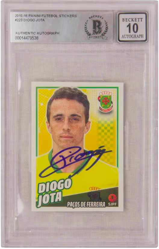 Diogo Jota Signed 2015-16 Panini Futebol Sticker #223 – BGS 10 Autograph