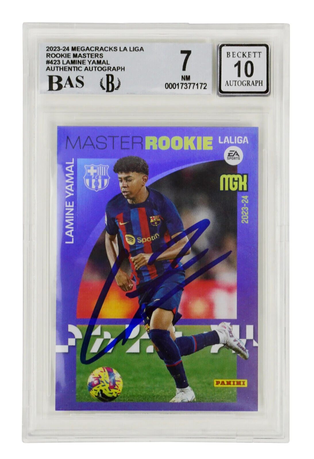 Lamine Yamal Signed 2023-24 Panini Megacracks Master Rookie Card - BGS 7 Auto 10