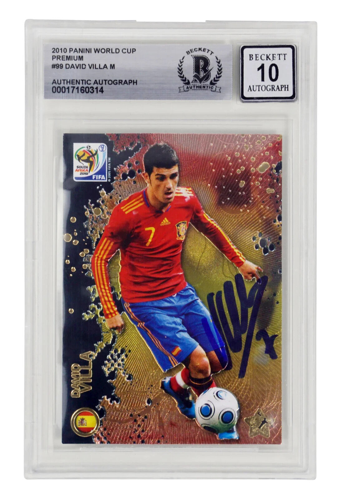 David Villa Signed 2010 Panini World Cup Premium #99 – BGS 10 Autograph