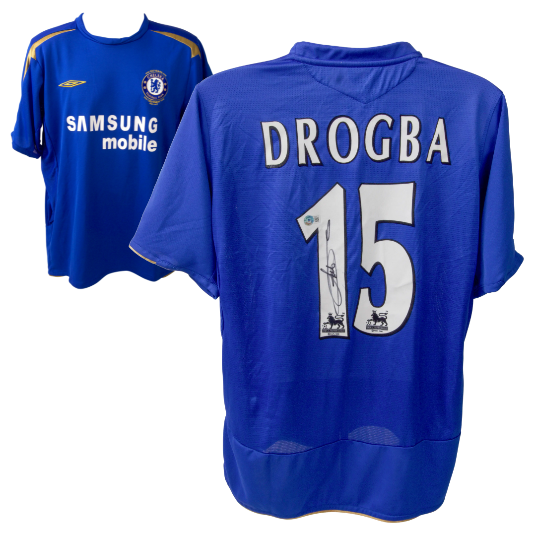 Didier Drogba Signed Chelsea FC Home Soccer Jersey #15 with Beckett COA