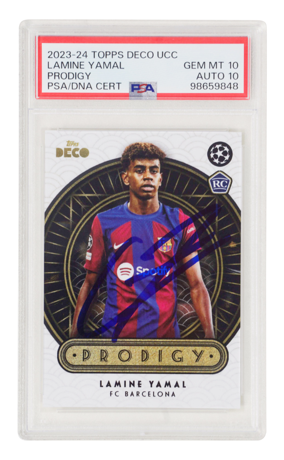 Lamine Yamal Signed 2023-24 Topps Deco UCC Prodigy Rookie – PSA 10 Autograph 10