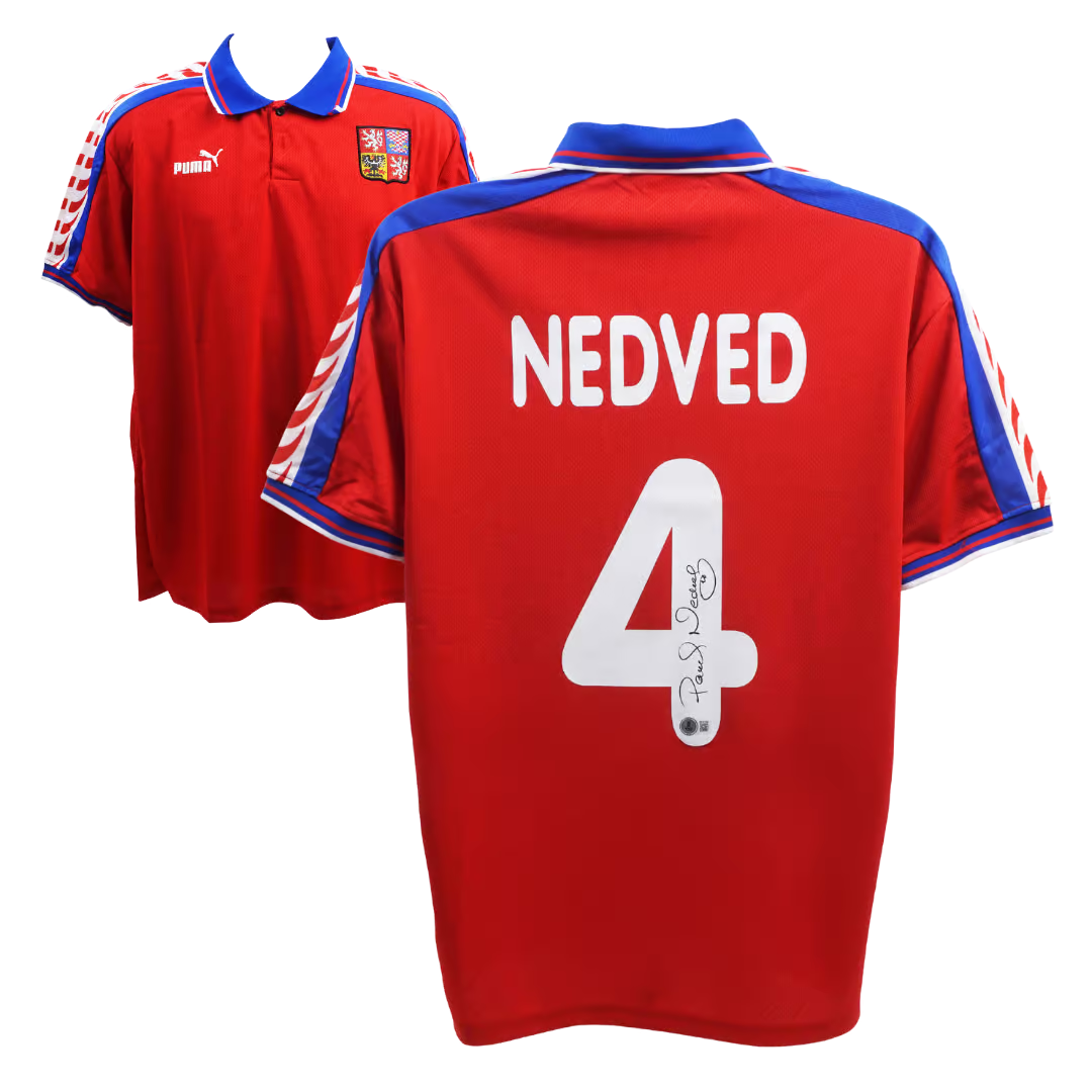 Pavel Nedved Signed Czech Republic Soccer Jersey #4 with Beckett Witness