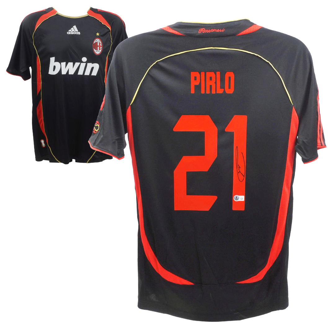 Andrea Pirlo Signed AC Milan Away Soccer Jersey #21 with Beckett Witness