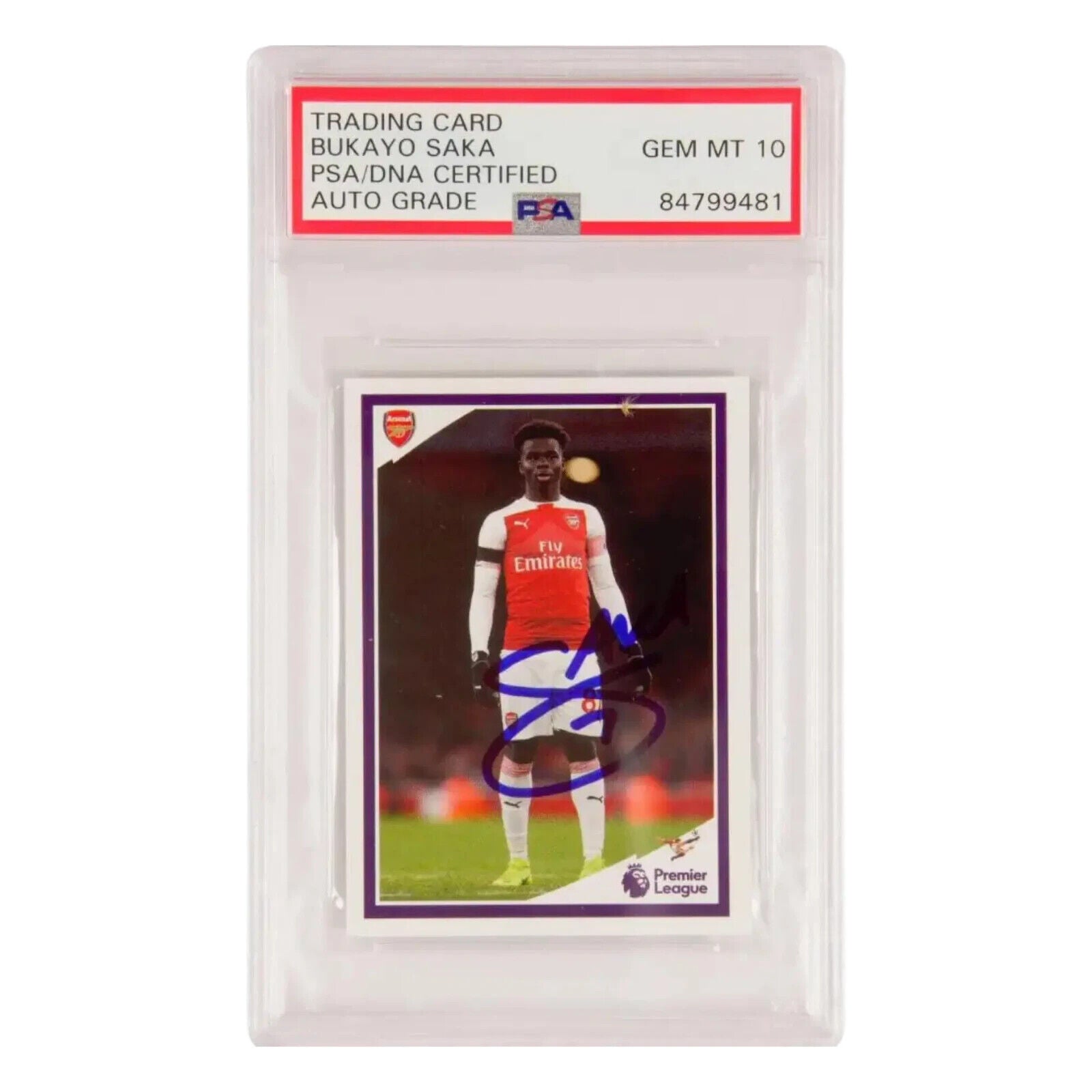 Bukayo Saka Signed 2019 Panini Tabloid Rookie Sticker #64 – PSA 10 Autograph