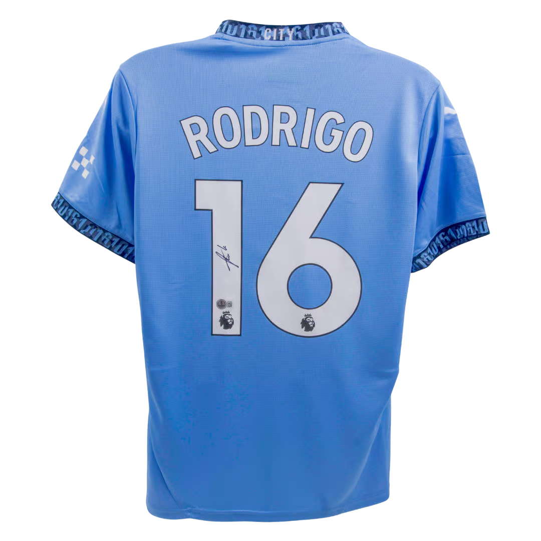 Rodri Signed Manchester City Home Soccer Jersey #16 with Beckett COA