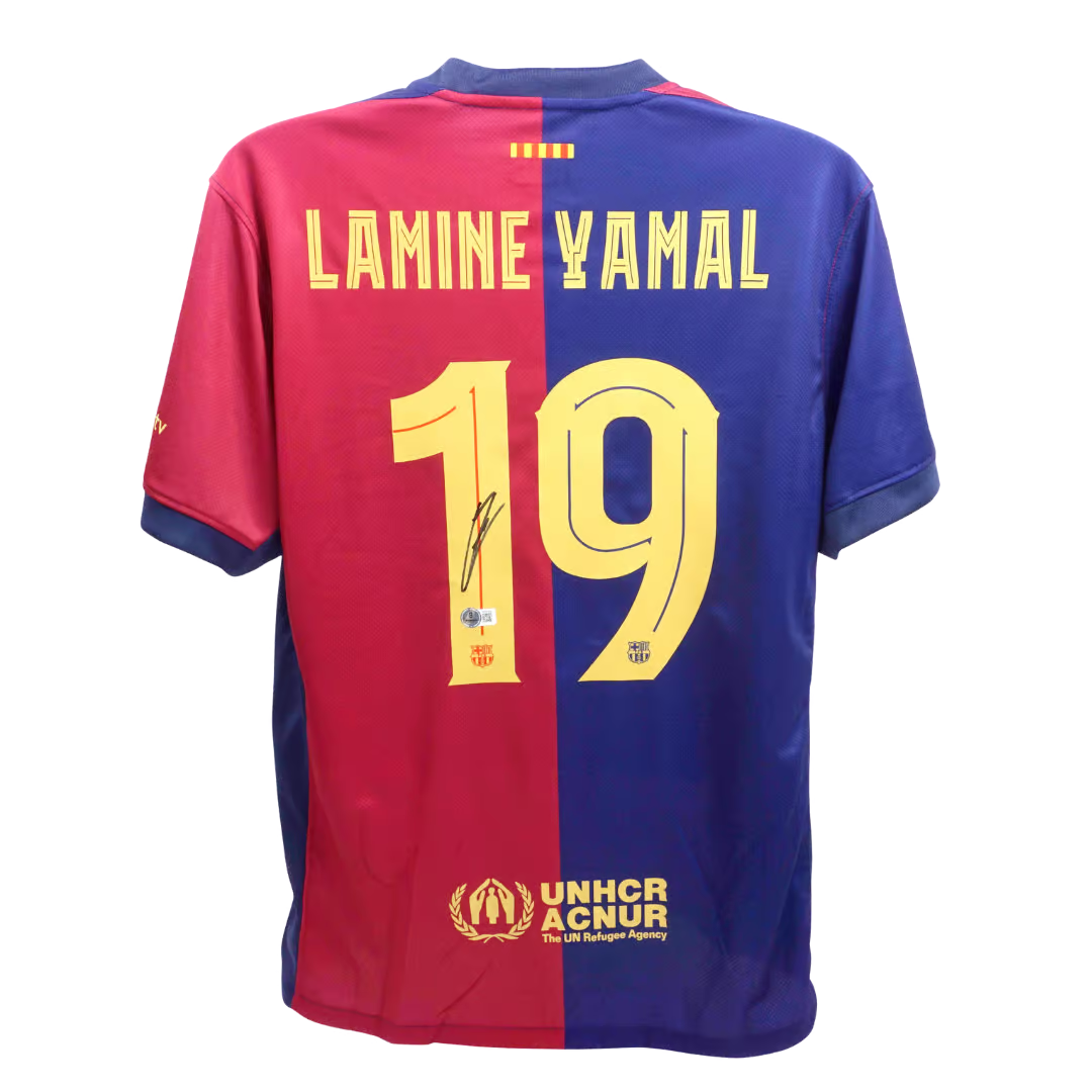 Lamine Yamal Signed FC Barcelona Home Soccer Jersey #19 with Beckett COA