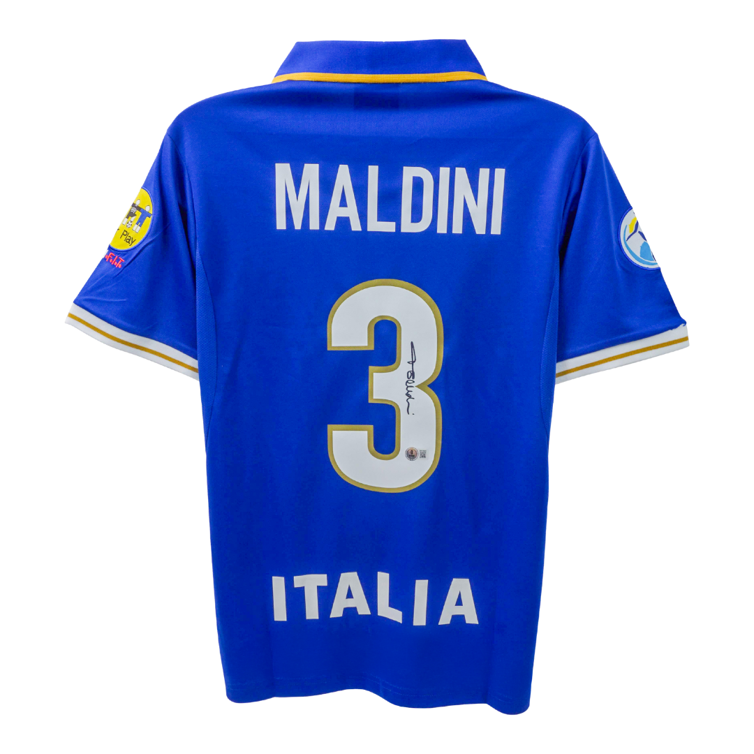 Paolo Maldini Signed Italy FC Home Soccer Jersey #3 with Beckett Witness