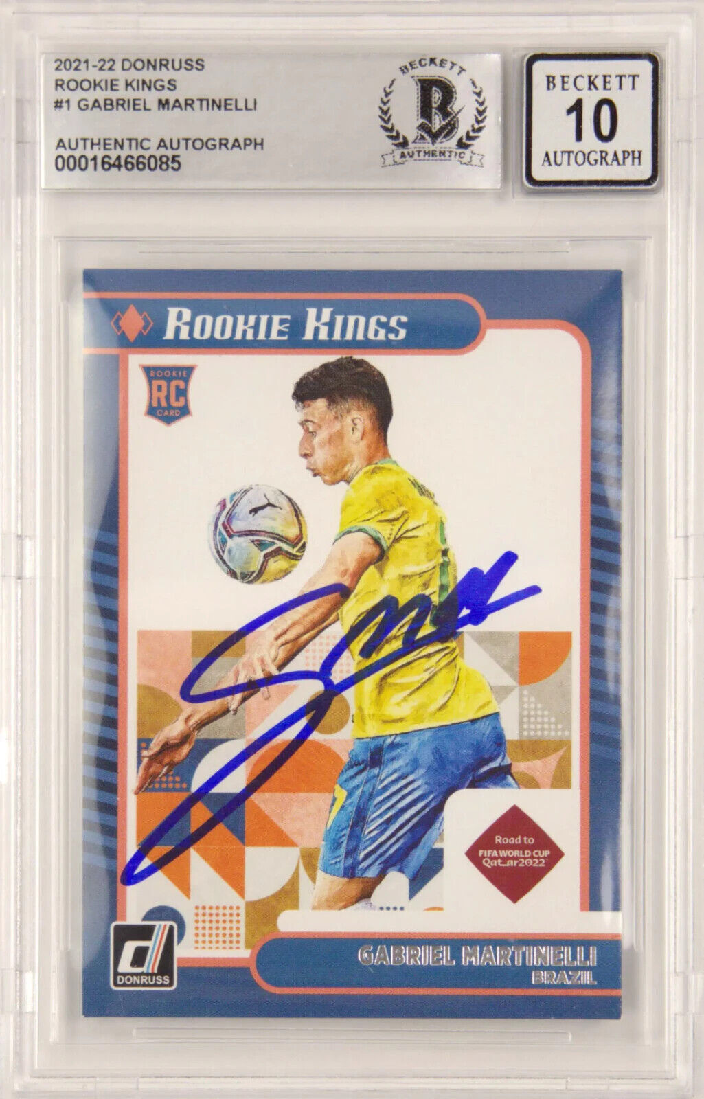 Gabriel Martinelli Signed 2021-22 Panini Donruss Rookie Kings – BGS 10 Autograph