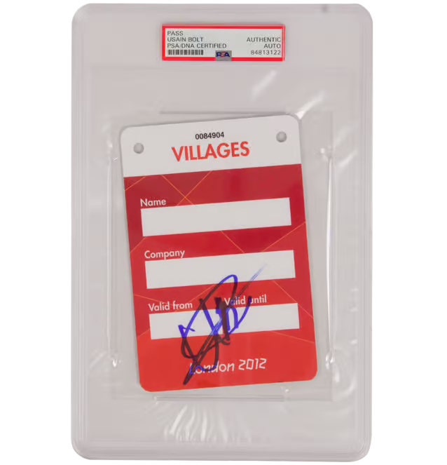 Usain Bolt Signed 2012 London Olympics Villages Pass – PSA Authentic