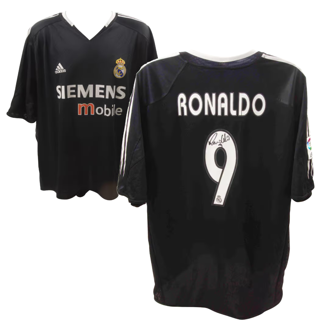 Ronaldo Nazario Signed Real Madrid Away Soccer Jersey #9 with Beckett COA