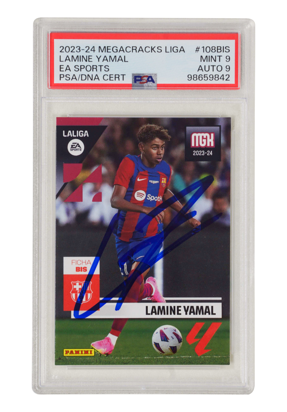 Lamine Yamal Signed 2023-24 Panini Megacracks La Liga Rookie – PSA 9 Autograph 9