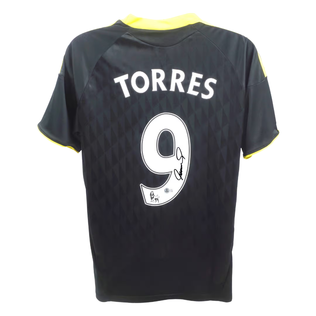 Fernando Torres Signed Liverpool FC Away Soccer Jersey #9 with Beckett COA