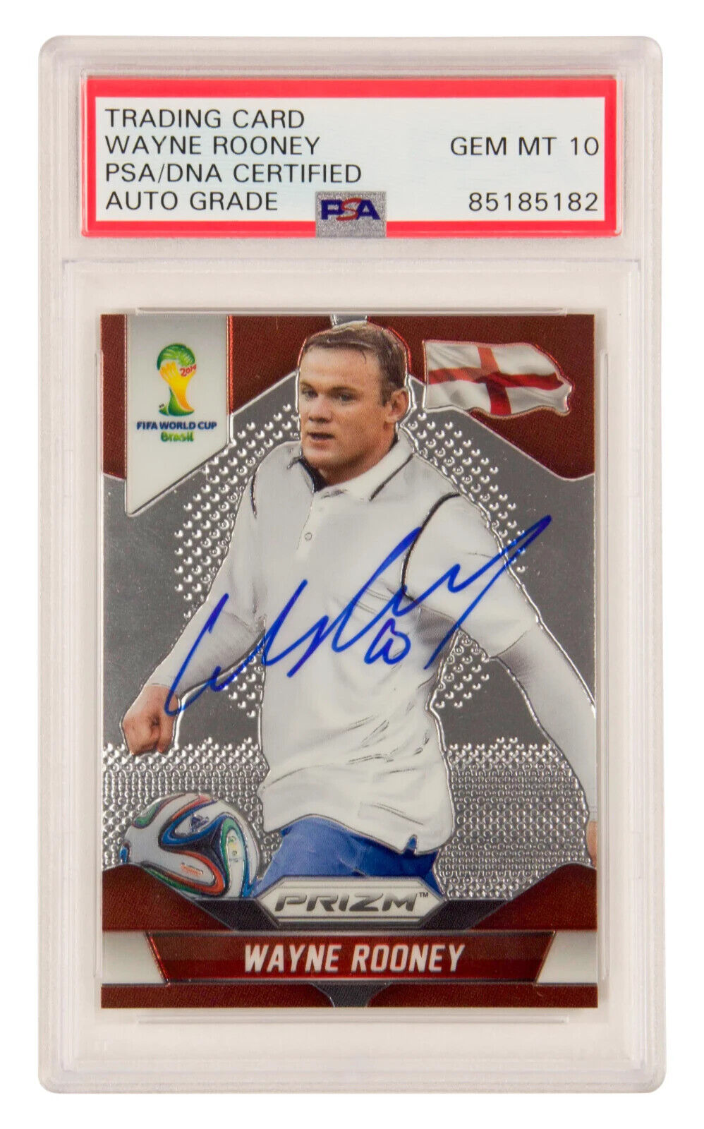 Wayne Rooney Signed 2014 Panini Prizm Prizm World Cup #17 – PSA 10 Autograph