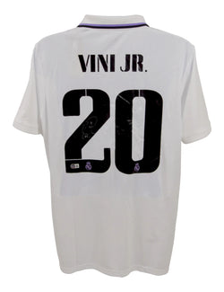 Vinicius Jr Signed Real Madrid Home Soccer Jersey #20 with Beckett COA