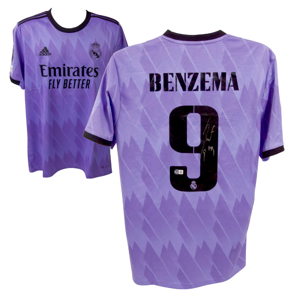 Karim Benzema Signed Real Madrid FC Away Soccer Jersey #9 with Beckett COA