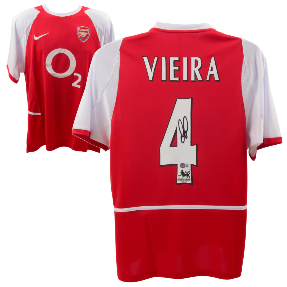 Patrick Vieira Signed Arsenal FC Home Soccer Jersey #4 with Beckett COA