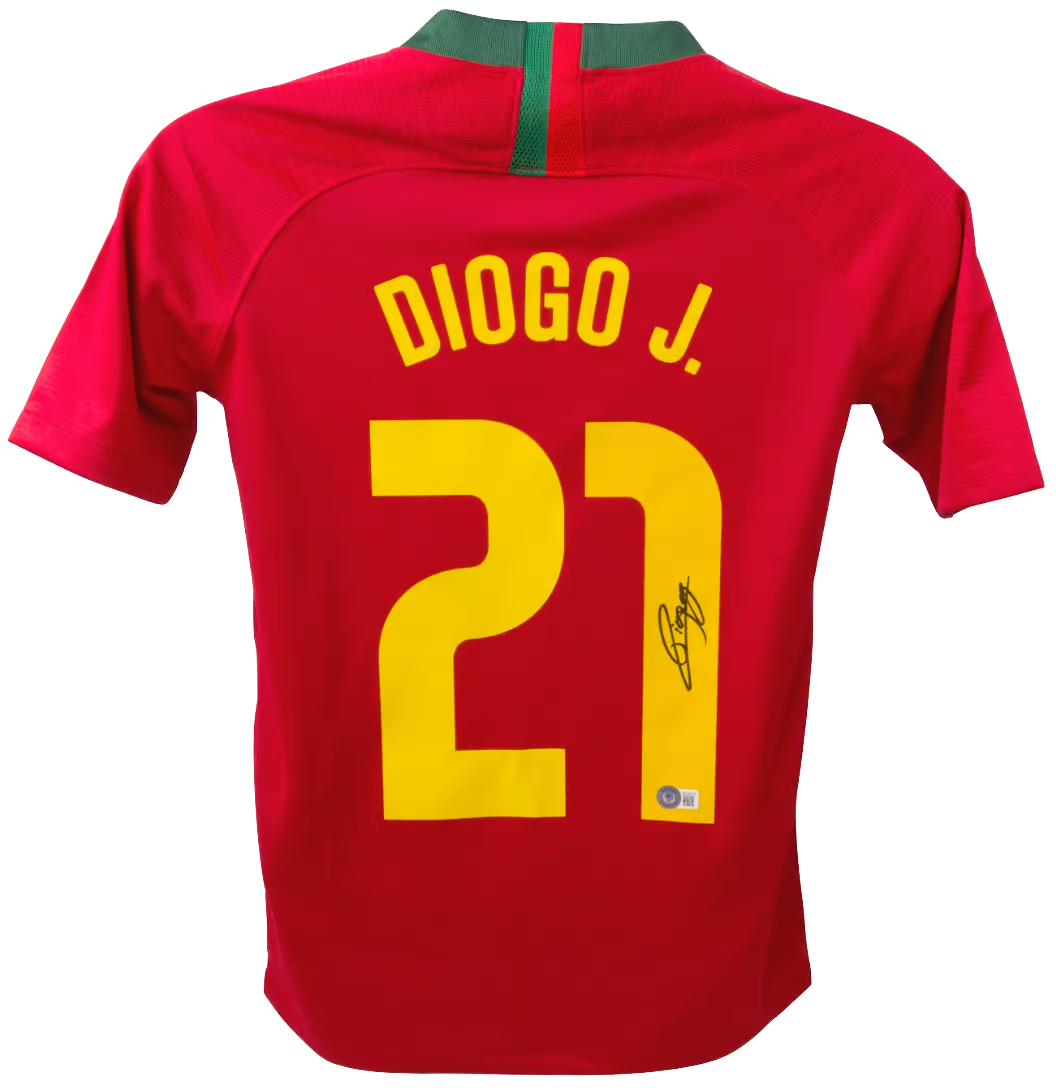 Diogo Jota Signed Portugal Home Soccer Jersey #21 with Beckett COA