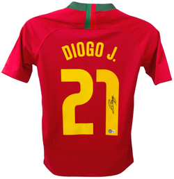 Diogo Jota Signed Portugal Home Soccer Jersey #21 with Beckett COA