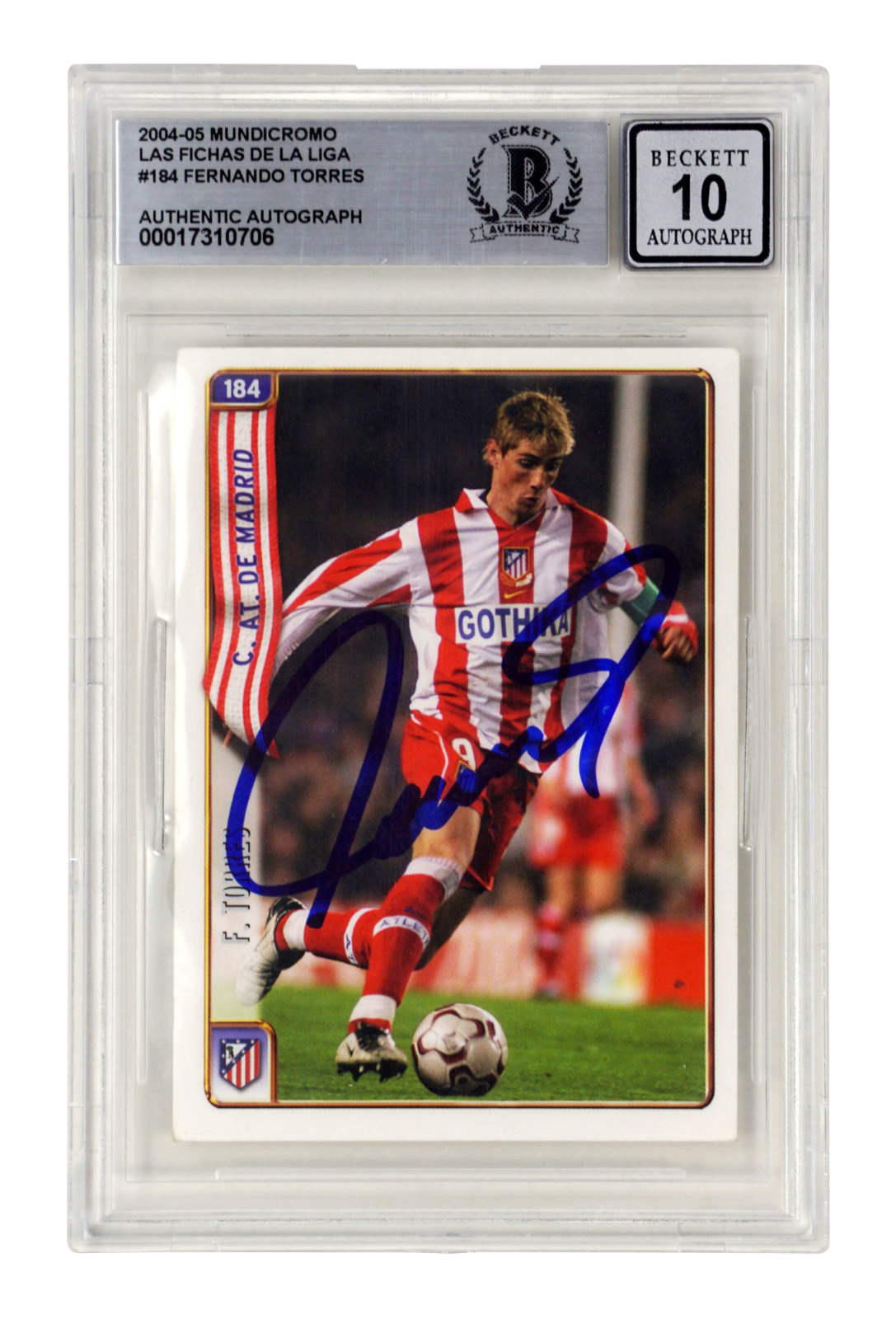 Fernando Torres Signed 2004-05 Mundicromo Las Fichas #184 - BGS 10 Autograph