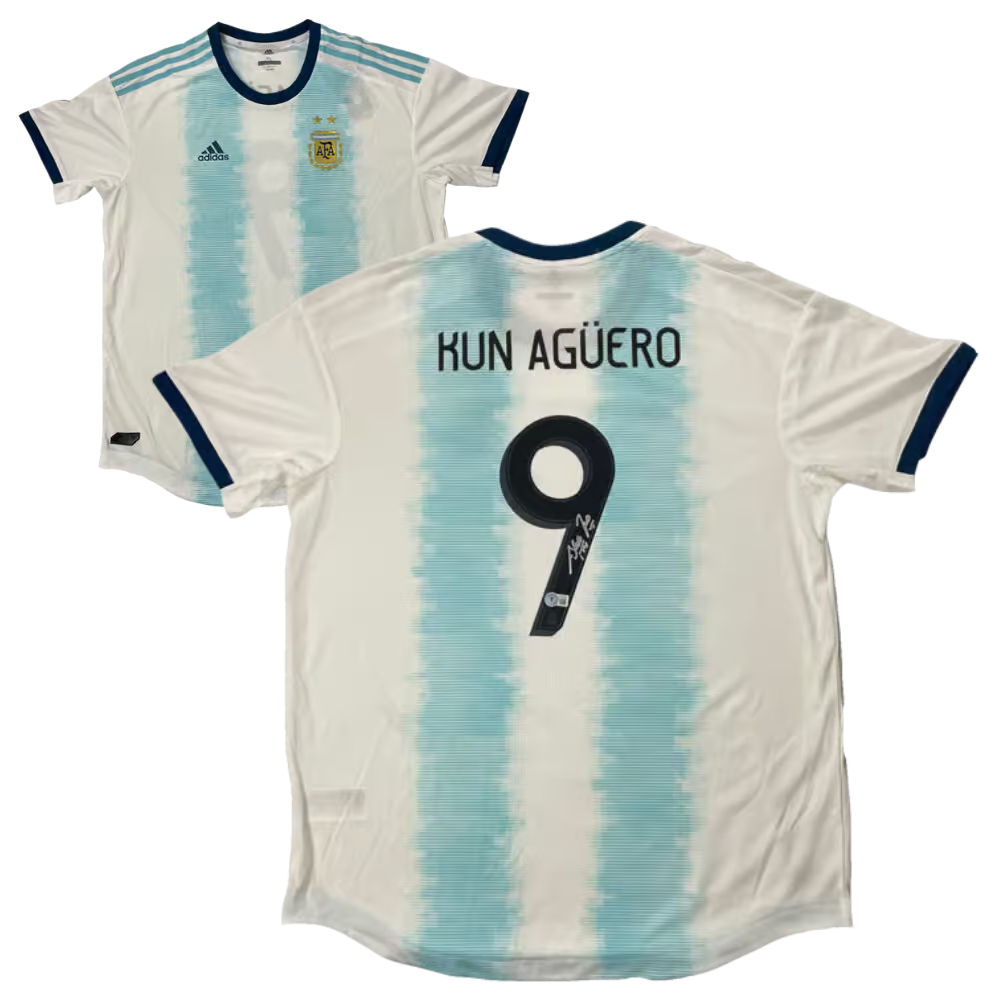 Sergio Aguero Signed Argentina FC Soccer Jersey #9 with Beckett COA