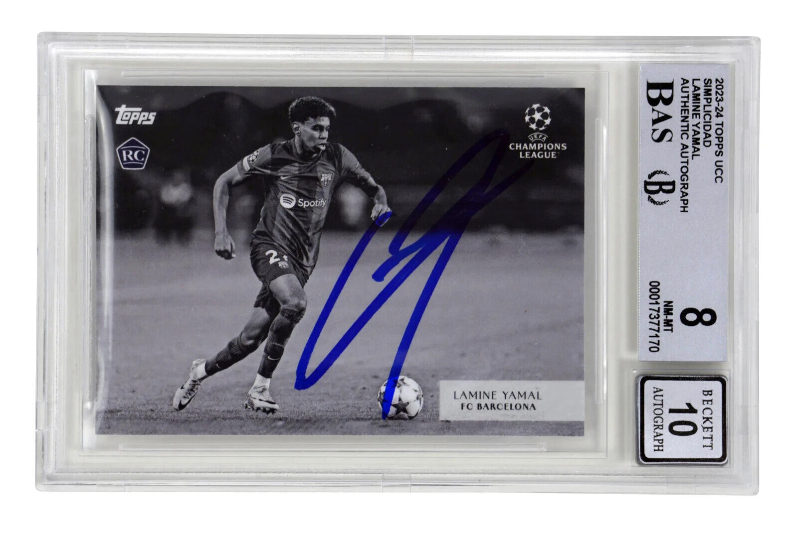 Lamine Yamal Signed 2023-24 Topps UCC Simplicidad Rookie Card – BGS 8 Auto 10