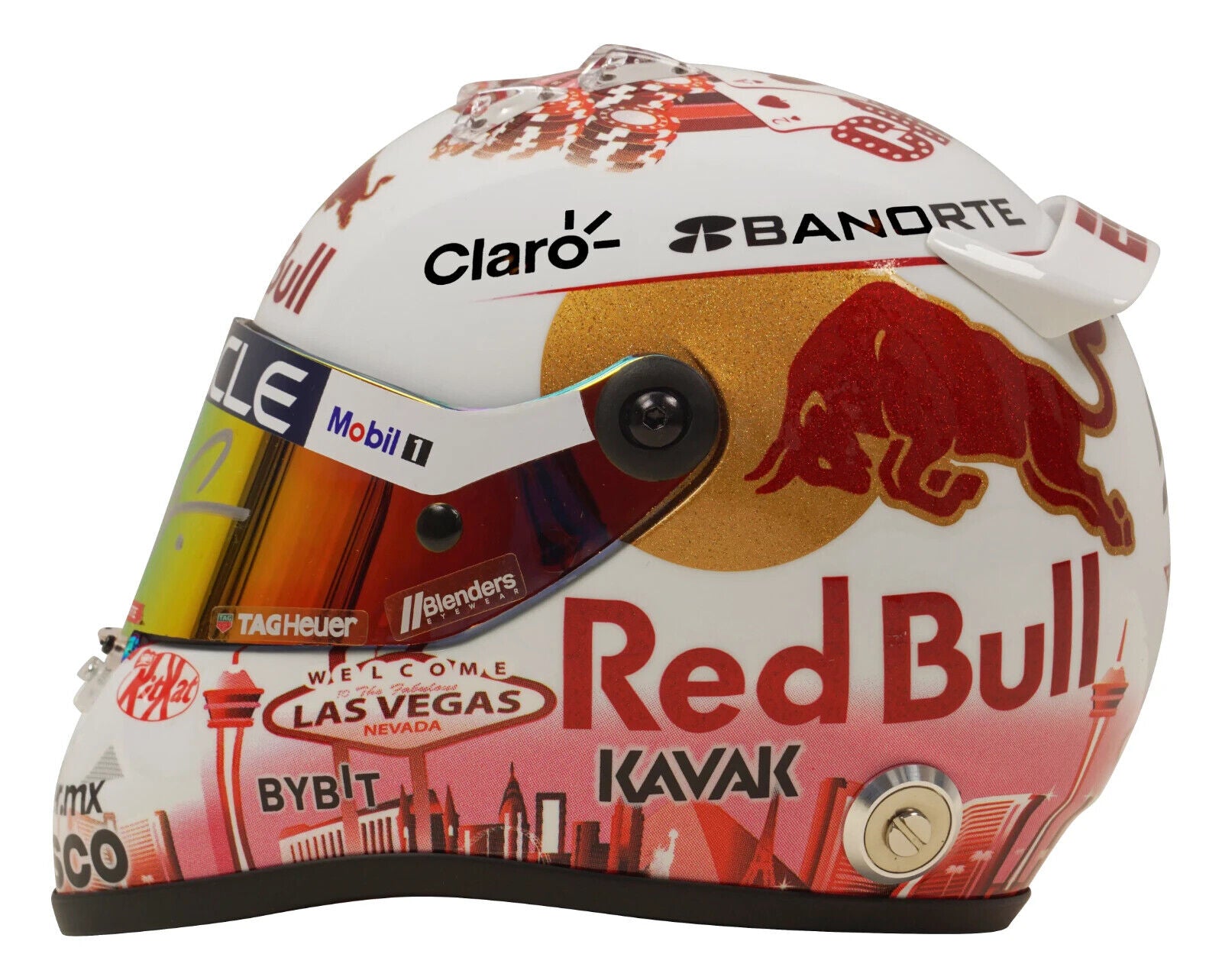 Sergio Perez Signed 2023 Las Vegas F1 RedBull Helmet 1:2 Scale with Beckett COA