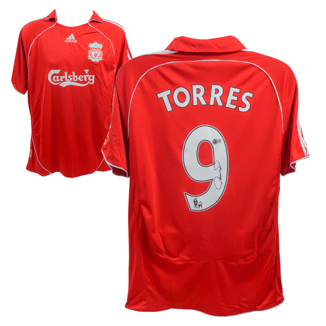 Fernando Torres Signed Liverpool FC Home Soccer Jersey #9 with Beckett COA