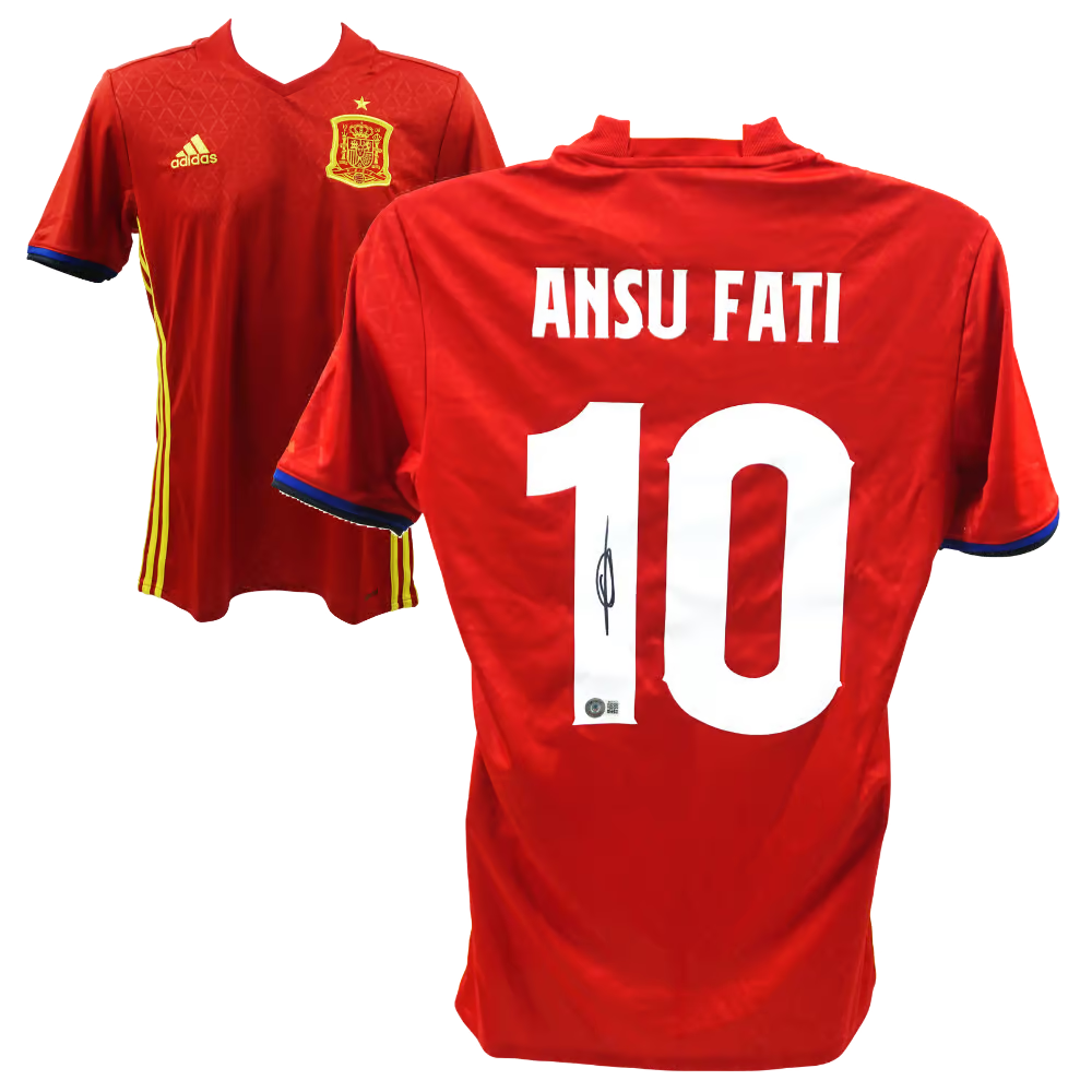 Ansu Fati Signed Spain FC Home Soccer Jersey #10 with Beckett COA