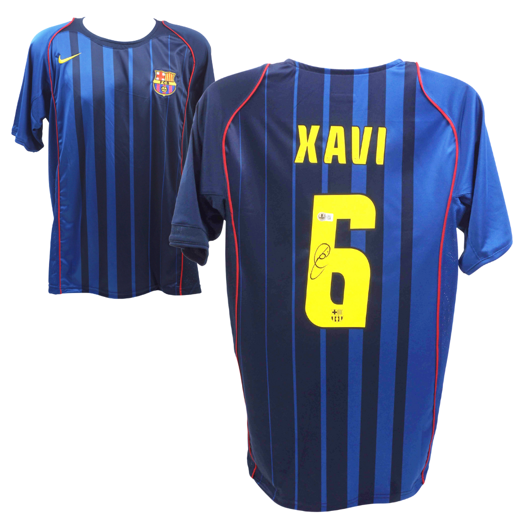 Xavi Hernandez Signed FC Barcelona Away Soccer Jersey #6 with Beckett COA