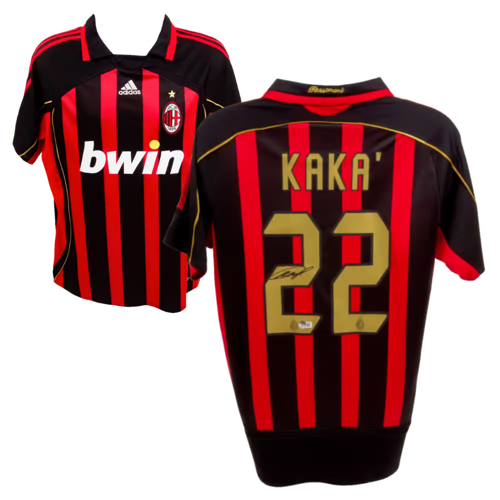 Ricardo Kaka Signed AC Milan Home Soccer Jersey #22 with Beckett Witness