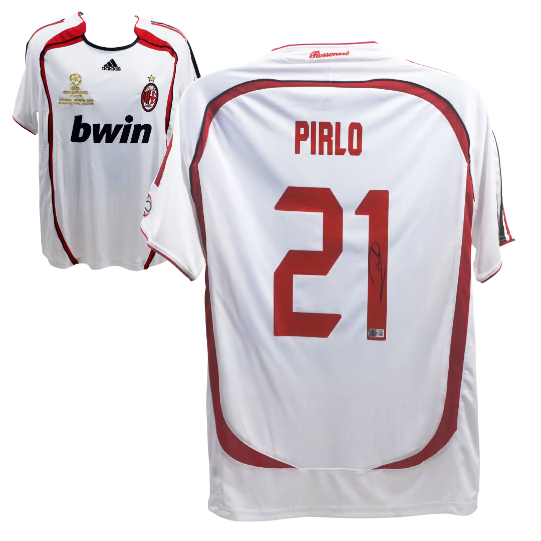 Andrea Pirlo Signed AC Milan Away Soccer Jersey #21 with Beckett Witness