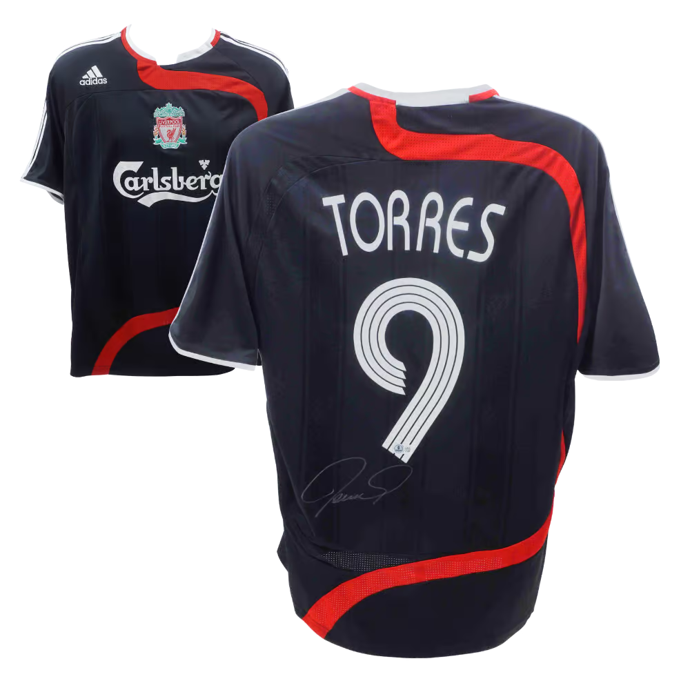 Fernando Torres Signed Liverpool FC Away Soccer Jersey #9 with Beckett COA