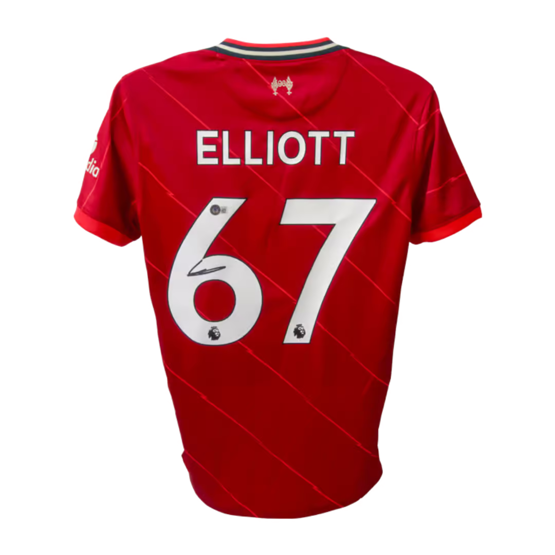 Harvey Elliott Signed Liverpool FC Home Soccer Jersey #67 with Beckett COA