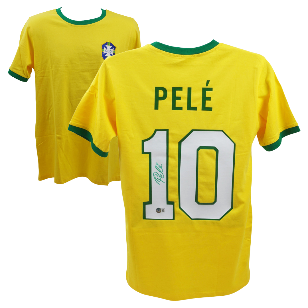 Pele Signed Vintage Brazil FC Home Soccer Jersey #10 with Beckett COA