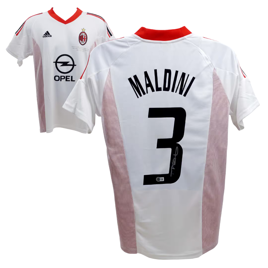 Paolo Maldini Signed AC Milan Away Soccer Jersey #3 with Beckett Witness