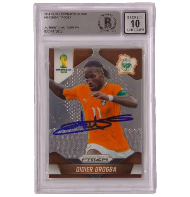 Didier Drogba Signed 2014 Panini Prizm World Cup #60 – PSA 10 Autograph