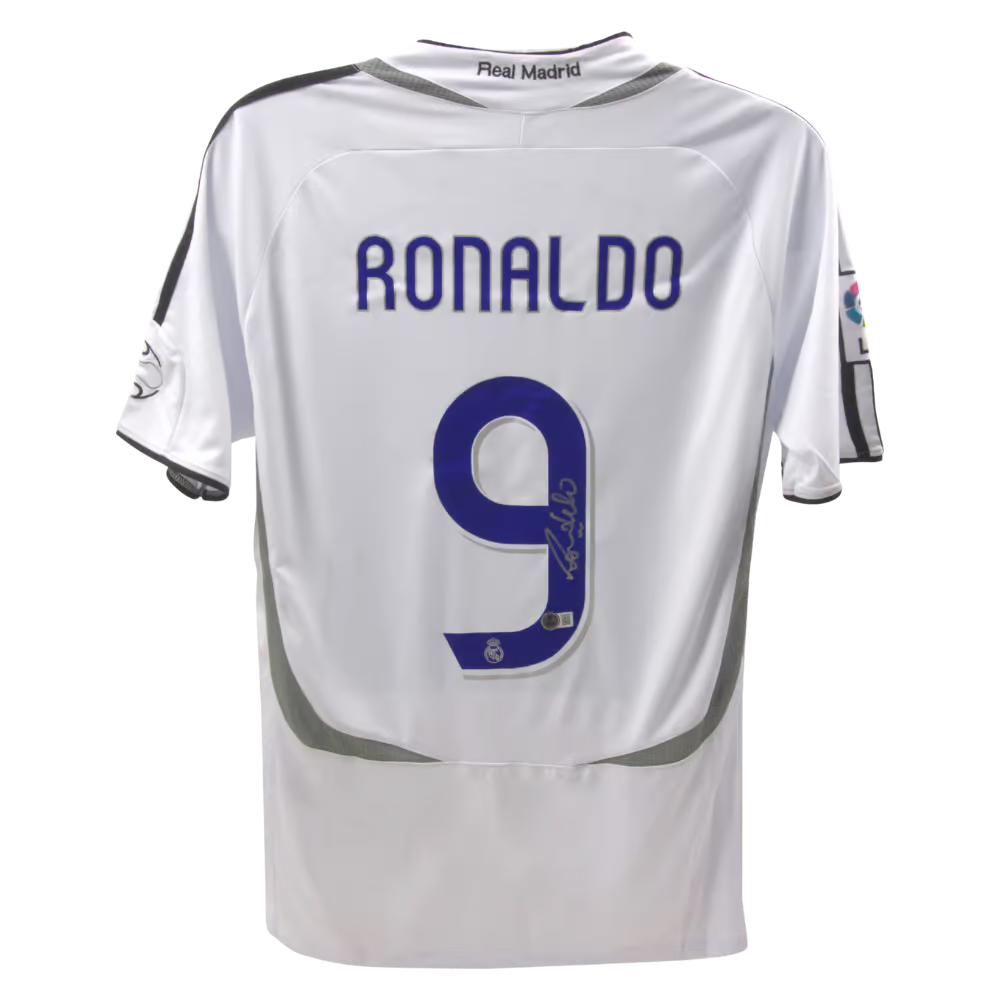 Ronaldo Nazario Signed Real Madrid Home Soccer Jersey #9 with Beckett COA