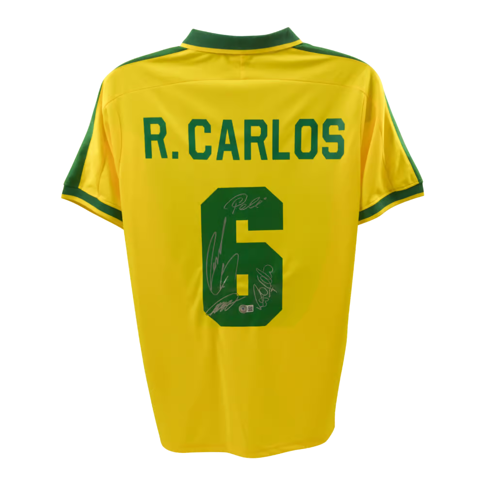 Ronaldo, Pele, Kaka & Carlos Signed Brazil FC Soccer Jersey with Beckett COA