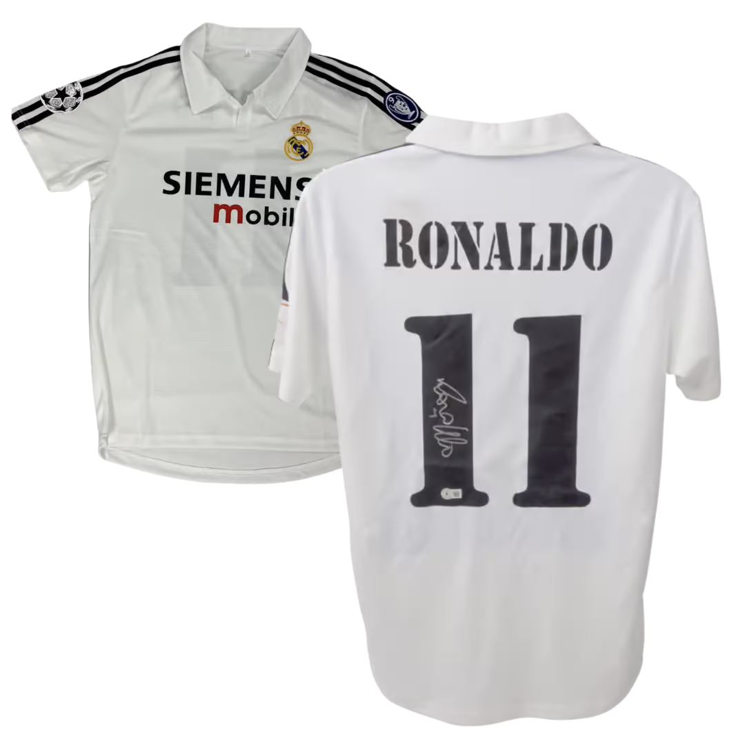 Ronaldo Nazario Signed Real Madrid Home Soccer Jersey #11 with Beckett COA